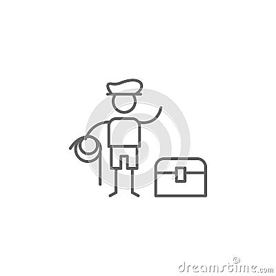 Adventurer, crate, overturn icon. Element of adventure icon. Thin line icon for website design and development, app development. Stock Photo