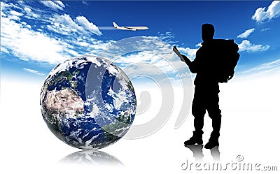 Adventurer and earth Stock Photo