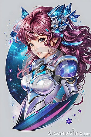 Adventures in Andromeda: Marvels of AI Anime Character Art Stock Photo