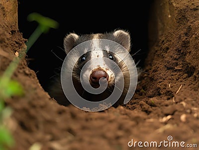 Adventurous Badger in den Stock Photo