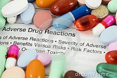 Adverse drug reactions pills narcotics illegal drugs reaction overdose Stock Photo