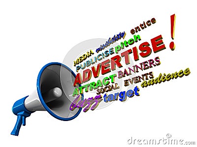 Advertise megaphone words Stock Photo