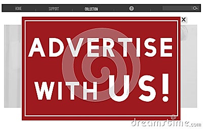Advertise With Us Commercial Branding Persuade Concept Stock Photo