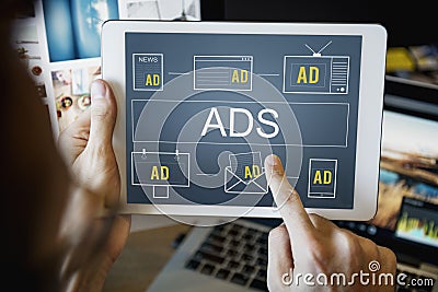 Advertisement ADS Commercial Marketing Advertising Branding Concept Stock Photo