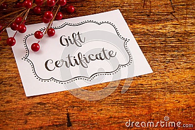 Advertisement for Gift Certificates Stock Photo