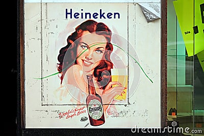 Advertisement, Heineken`s Beer, Graz Editorial Stock Photo