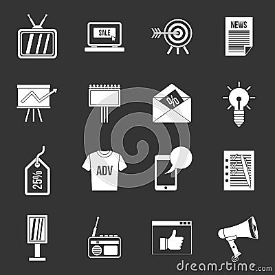 Advertisement icons set grey vector Vector Illustration