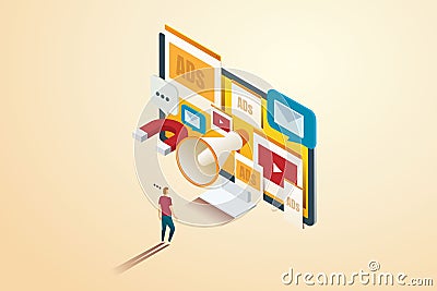 Advertisements various marketing on website Vector Illustration