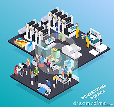 Advertising Agency Isometric Composition Vector Illustration