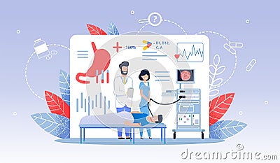 Advertising Banner Fibroscopy Stomach Cartoon Vector Illustration