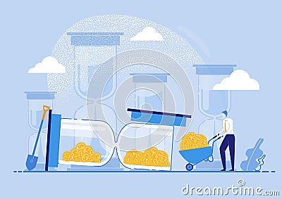 Advertising Banner Investment Time and Money. Vector Illustration