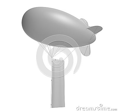 Advertising blank blimp airship,inflatable helium balloon,inflatable zeppelin. 3d render illustration. Stock Photo