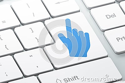 Advertising concept: Mouse Cursor on computer keyboard background Stock Photo