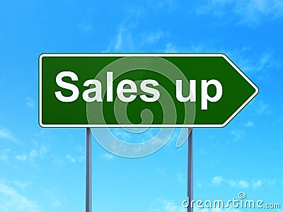 Advertising concept: Sales Up on road sign background Stock Photo