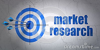 Advertising concept: target and Market Research on wall background Stock Photo