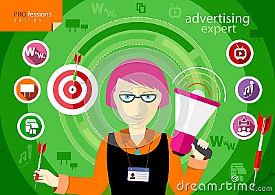 Advertising expert of marketing profession series Vector Illustration