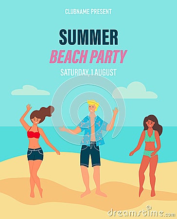 Advertising flyer beach party Vector Illustration