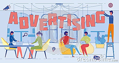 Advertising Industry Experts Word Concept Banner Vector Illustration