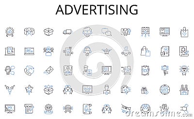 Advertising line icons collection. Conversation, Communication, Interchange, Debate, Discourse, Exchange, Negotiation Vector Illustration