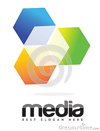 Advertising Media 3D Cube Logo Concept Stock Photo