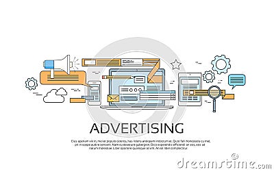 Advertising Online Web Banner Concept Internet Technology Vector Illustration