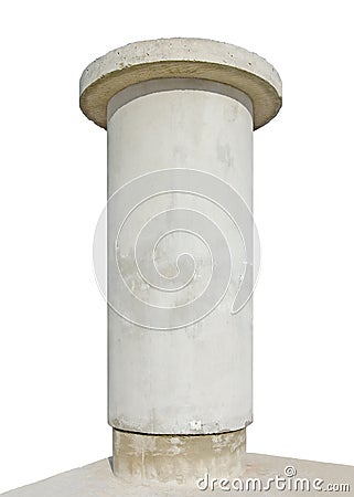 Advertising pillar, weathered aged grunge bright grey concrete, isolated empty blank copy space Stock Photo