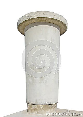 Advertising pillar, weathered aged grunge bright grey concrete Stock Photo