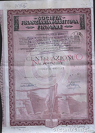 Original stock certificate Stock Photo