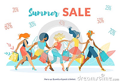 Advertising Poster Inscription Summer Sale Flat. Vector Illustration