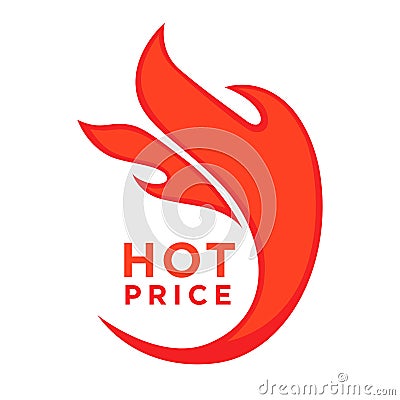 Advertising poster price reduction promo sticker with red burning symbol Vector Illustration