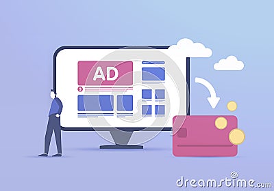 Advertising Revenue - increasing and optimization online pay per click AD revenue for boost lead generation and growth Vector Illustration