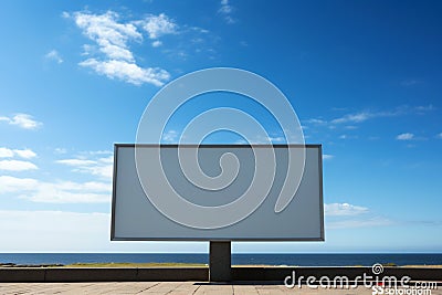 Advertising vision outdoor billboard mock up against a blue sky backdrop Stock Photo