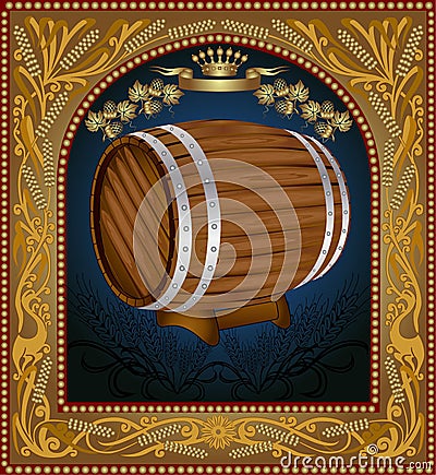 Advertising wine beer banner barrel Vector Illustration