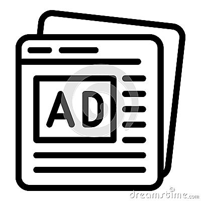 Advertisment pages icon, outline style Vector Illustration