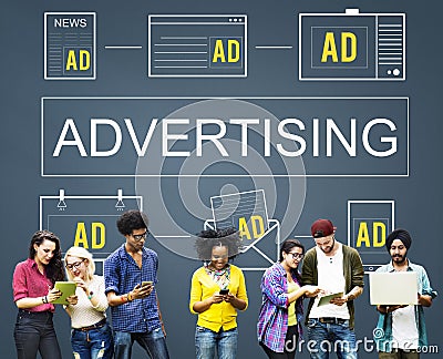 Advertisting Commercial Marketing Digital Branding Concept Stock Photo