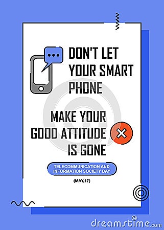 Advice for smartphone user poster design. Vector Illustration