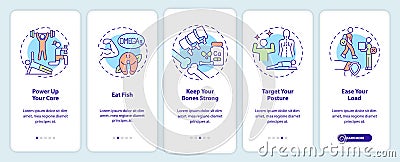 Advices for healthy joints onboarding mobile app screen Vector Illustration