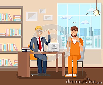 Advocate Works in Office Flat Vector Illustration Vector Illustration