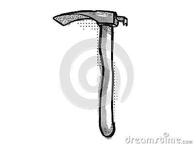 Adze Woodworking Hand Tool Cartoon Retro Drawing Stock Photo