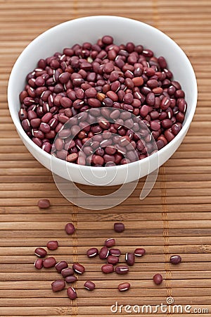 Adzuki beans in a white bowl Stock Photo
