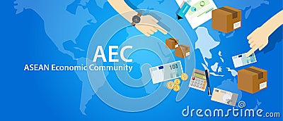 AEC ASEAN Economic Community Association of Southeast Asian Nations Vector Illustration