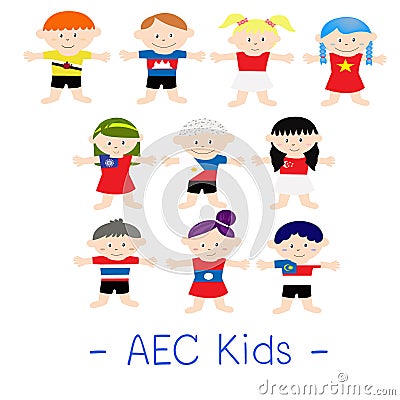 AEC Asian Kids Vector Illustration