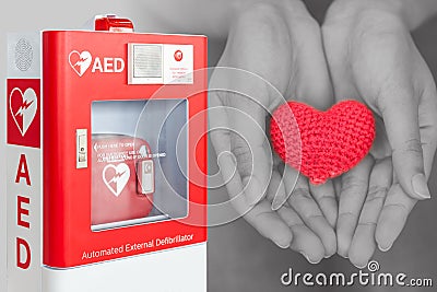 AED or Automated External Defibrillator first aid help heart Editorial Stock Photo