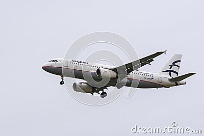 Aegean Airlines Airbus A320-232 Landing Editorial Stock Photo