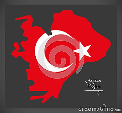 Aegean Region Turkey map with Turkish national flag illustration Stock Photo