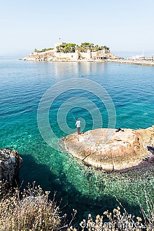 Aegean sea coast in Kusadasi resort town in Turkey Stock Photo