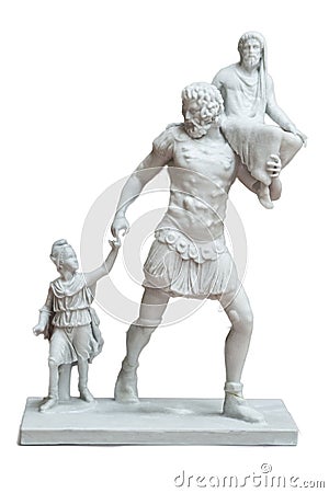 Aeneas sculptorical group. Resin 3d reconstruction Editorial Stock Photo