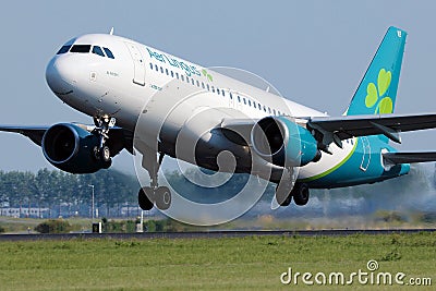 Aer Lingus plane landing on runway Editorial Stock Photo