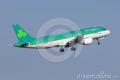 Aer Lingus on sky, departure to destination Editorial Stock Photo