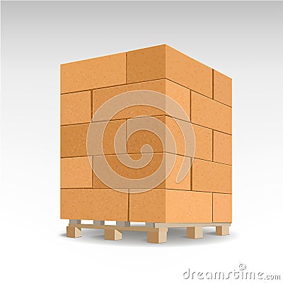 Aerated autoclaved concrete block. Isolated Foam concrete on pallets. vector illustration. Vector Illustration